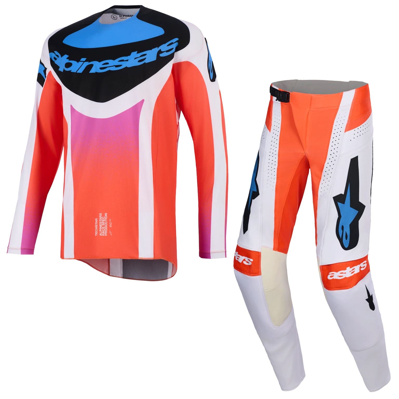 Alpinestars 2026 Techstar Knif Motocross Combo Kit Light Grey Orange Flo Black